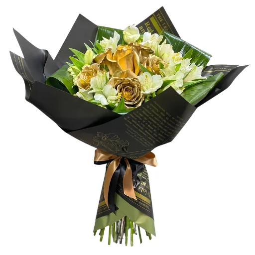 Ramo de 6 rosas doradas